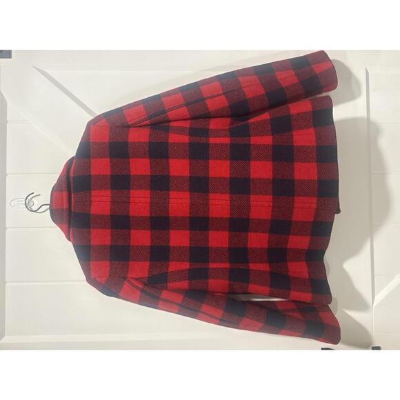 J.Crew Vintage Y2K Women's Buffalo Plaid Wool Peacoat in Red and Navy Blue - Picture 4 of 6